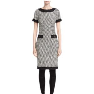 St. John Frost Caviar Black & White Tweed Dress